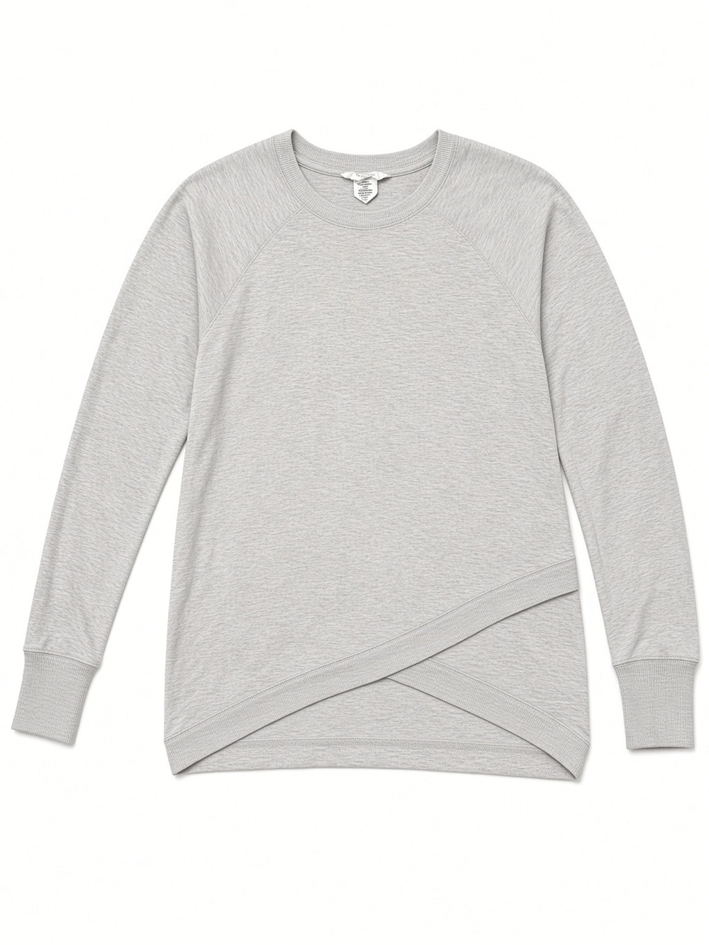 Workshop Republic Clothing Light Gray Crewneck Cross-Hem Sweater